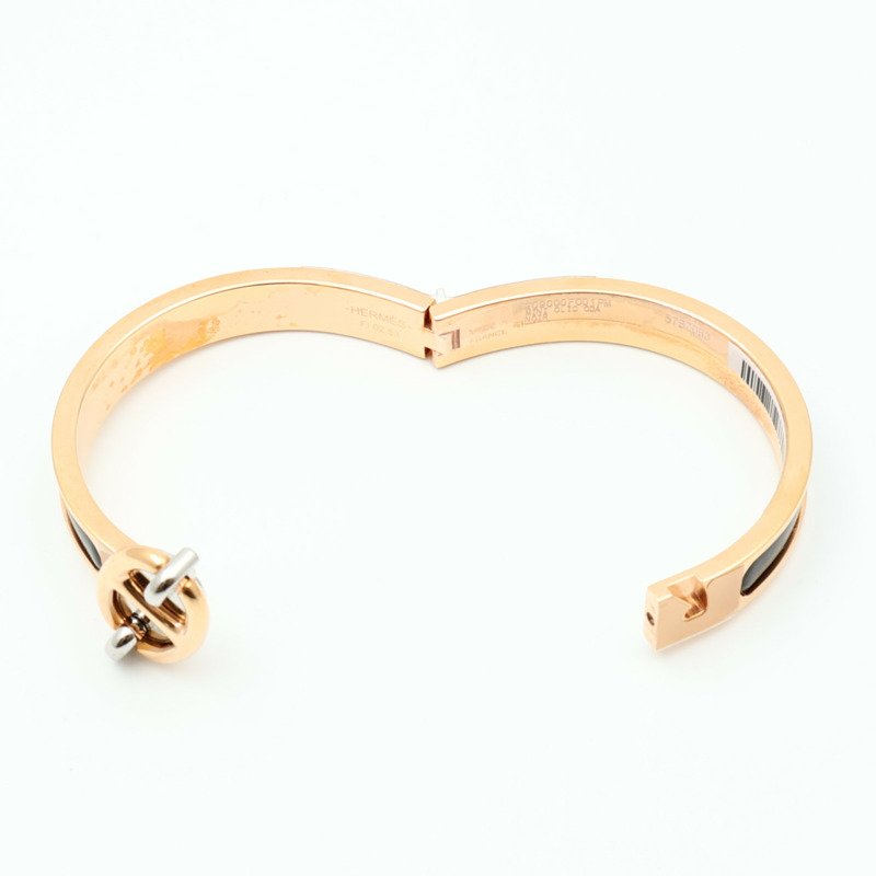 HERMES 琺瑯/金屬Mini Clic Chaîne d'Ancre金扣手鐲Noir-7