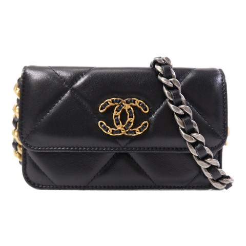 CHANEL 羊皮皮革Chanel 19 Mini鏈帶肩背袋