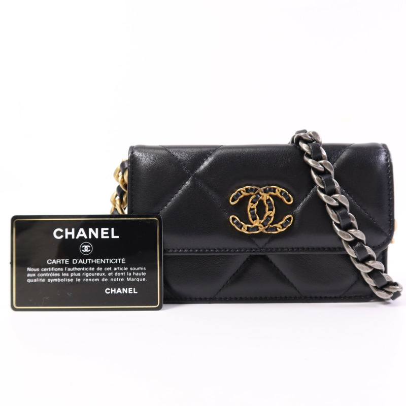 CHANEL 羊皮皮革Chanel 19 Mini鏈帶肩背袋-14