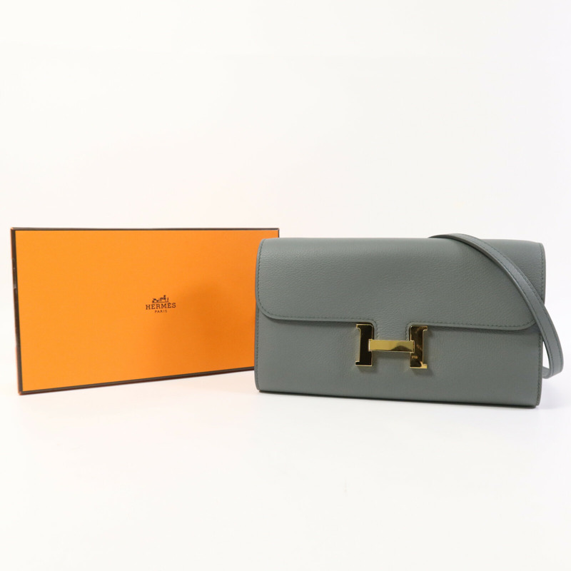 HERMES Evercolor皮革Constance To Go金扣肩背袋Vert Amande-9