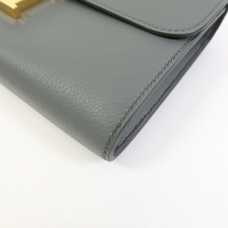 HERMES Evercolor皮革Constance To Go金扣肩背袋Vert Amande-11