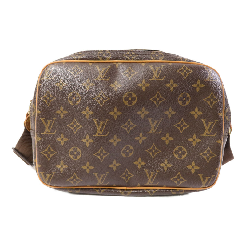 LOUIS VUITTON Monogram Reporter PM金扣肩背袋棕色-1