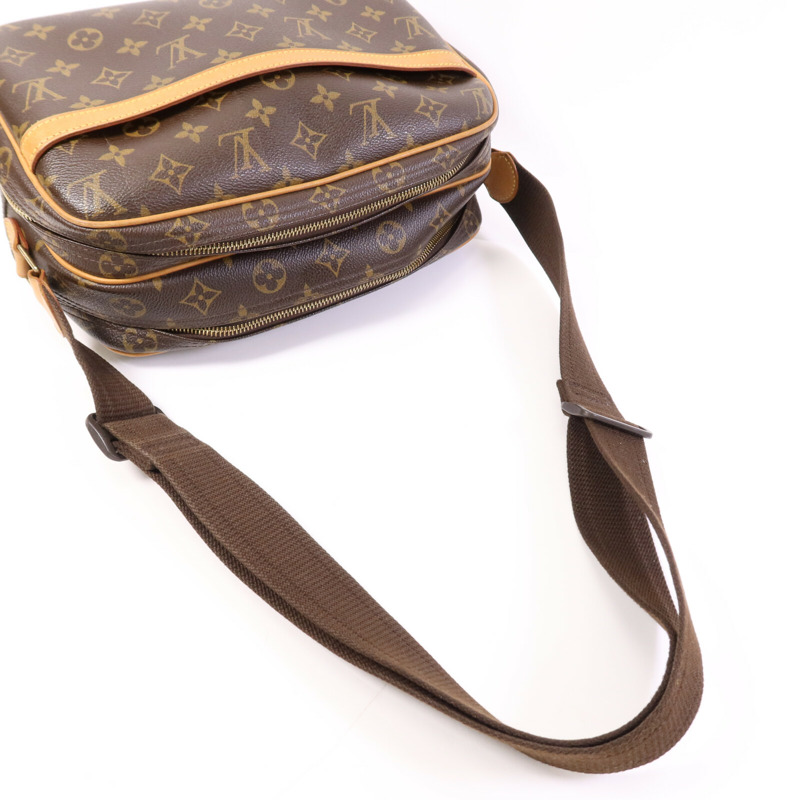 LOUIS VUITTON Monogram Reporter PM金扣肩背袋棕色-10