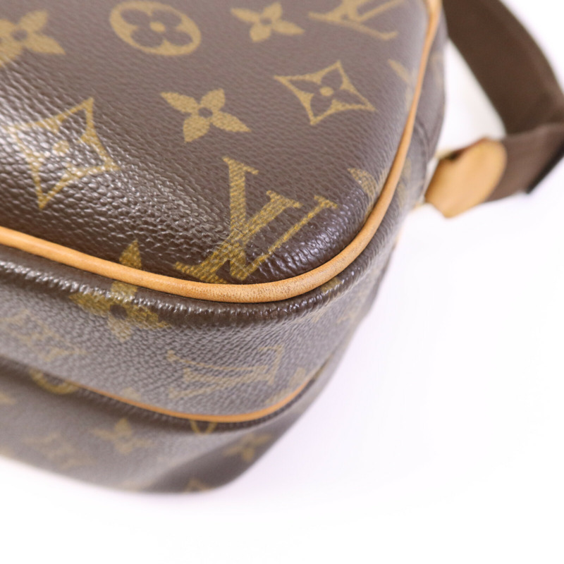 LOUIS VUITTON Monogram Reporter PM金扣肩背袋棕色-12