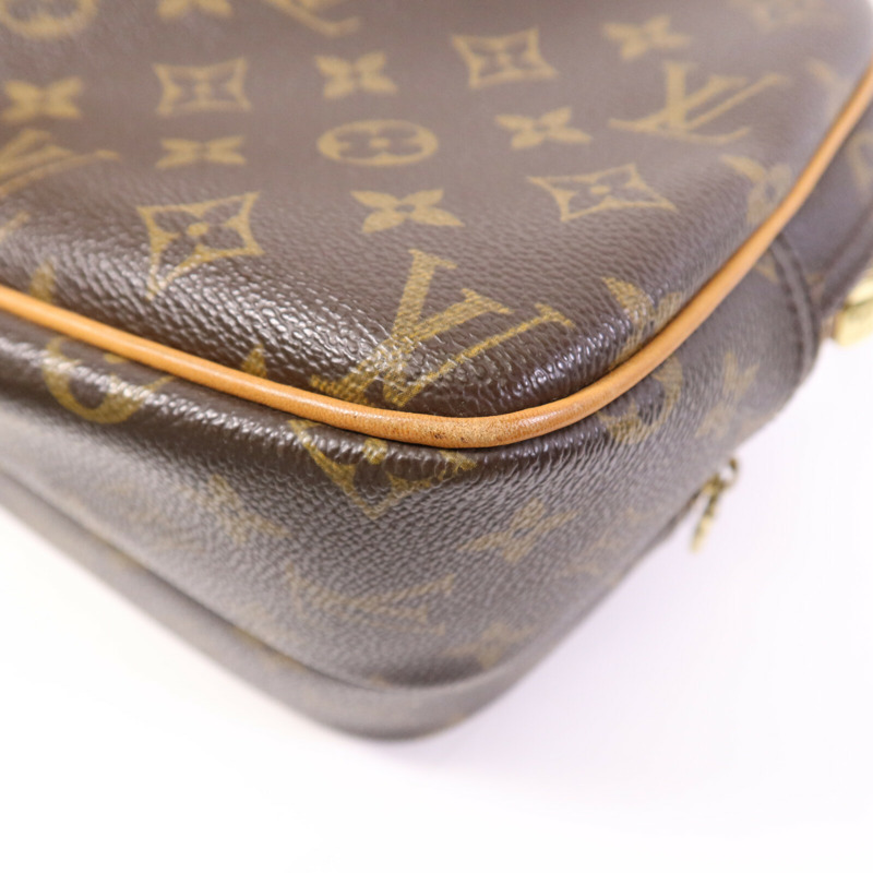 LOUIS VUITTON Monogram Reporter PM金扣肩背袋棕色-14