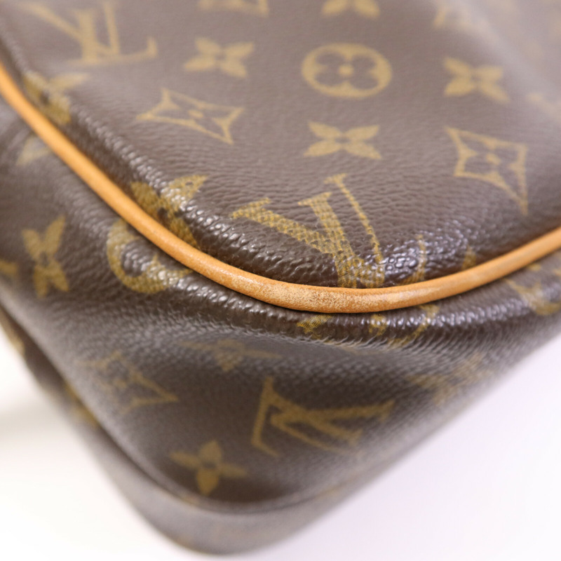 LOUIS VUITTON Monogram Reporter PM金扣肩背袋棕色-15