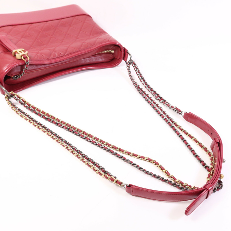 CHANEL 牛皮皮革Gabrielle Medium鏈帶肩背袋-8