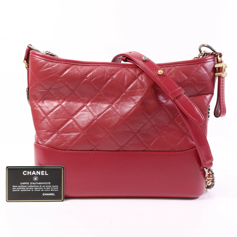 CHANEL 牛皮皮革Gabrielle Medium鏈帶肩背袋-9