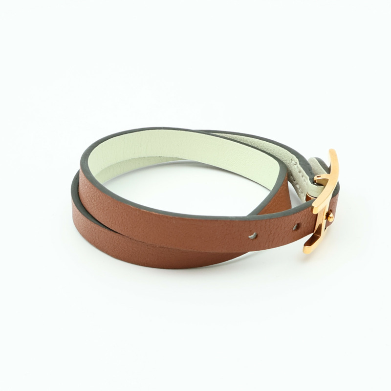 HERMES Swift皮革Behapi Double Tour Bracelet金扣手鏈-1