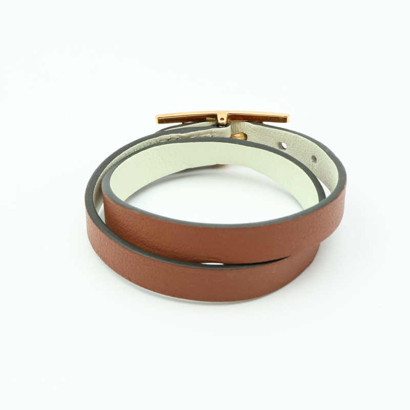 HERMES Swift皮革Behapi Double Tour Bracelet金扣手鏈-2