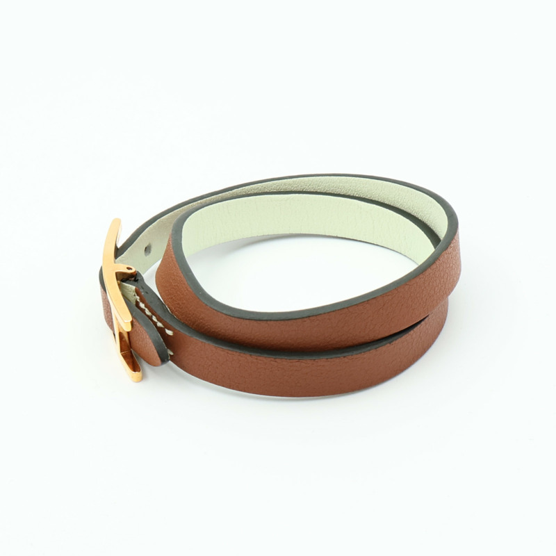 HERMES Swift皮革Behapi Double Tour Bracelet金扣手鏈-3