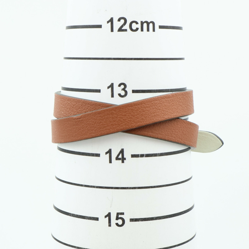 HERMES Swift皮革Behapi Double Tour Bracelet金扣手鏈-11