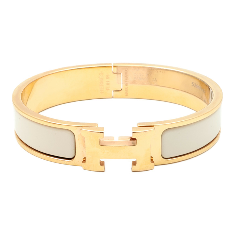 HERMES 金屬/琺瑯Clic H Bracelet金扣手鐲-0