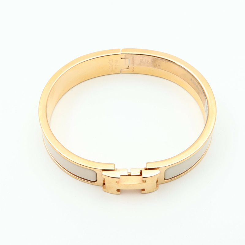 HERMES 金屬/琺瑯Clic H Bracelet金扣手鐲-4