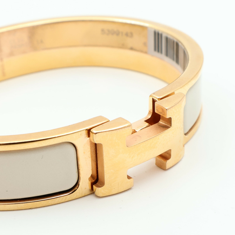 HERMES 金屬/琺瑯Clic H Bracelet金扣手鐲-5