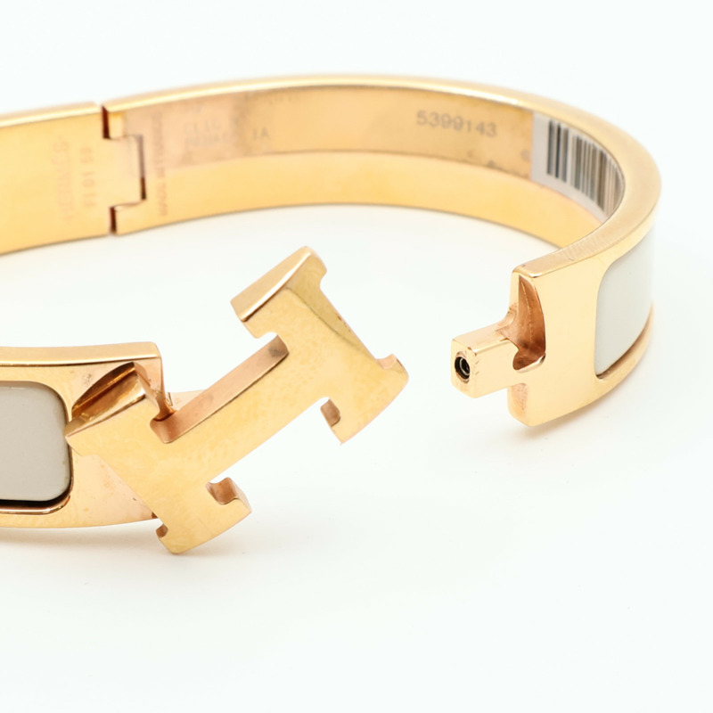 HERMES 金屬/琺瑯Clic H Bracelet金扣手鐲-7