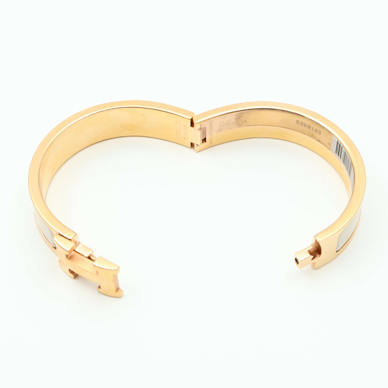 HERMES 金屬/琺瑯Clic H Bracelet金扣手鐲-9