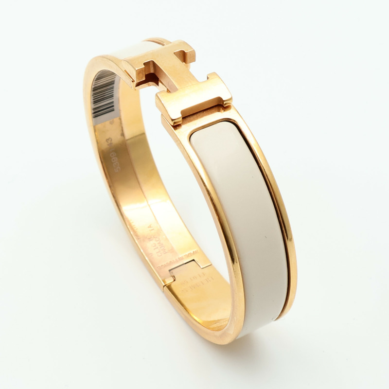 HERMES 金屬/琺瑯Clic H Bracelet金扣手鐲-10