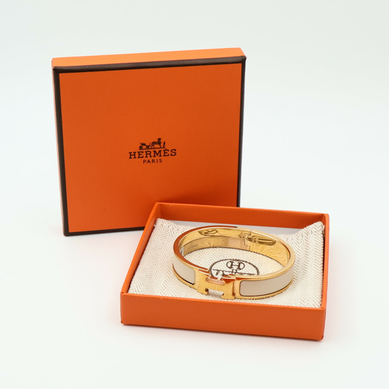 HERMES 金屬/琺瑯Clic H Bracelet金扣手鐲-12