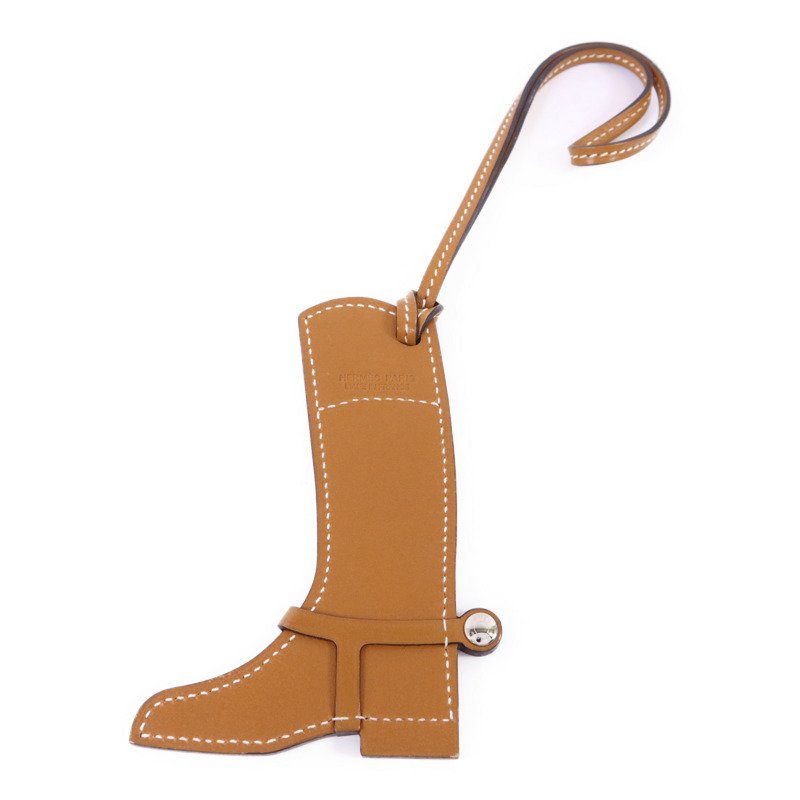 HERMES Swift皮革Paddock Boot Charm掛飾Gold/Blue Agate-1