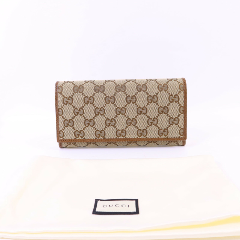 GUCCI 帆布Long Bifold Wallet金扣長錢包-14