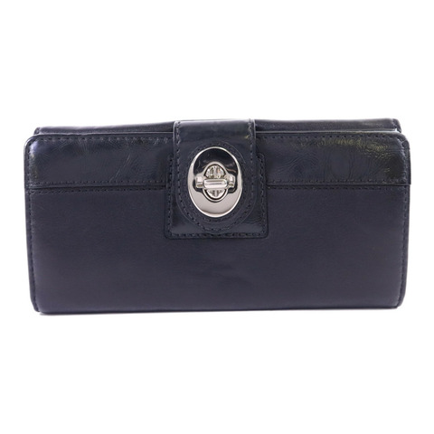 COACH 牛皮皮革Long Bifold Wallet銀扣長錢包