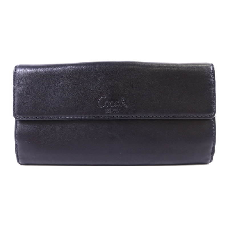 COACH 牛皮皮革Long Bifold Wallet銀扣長錢包-1