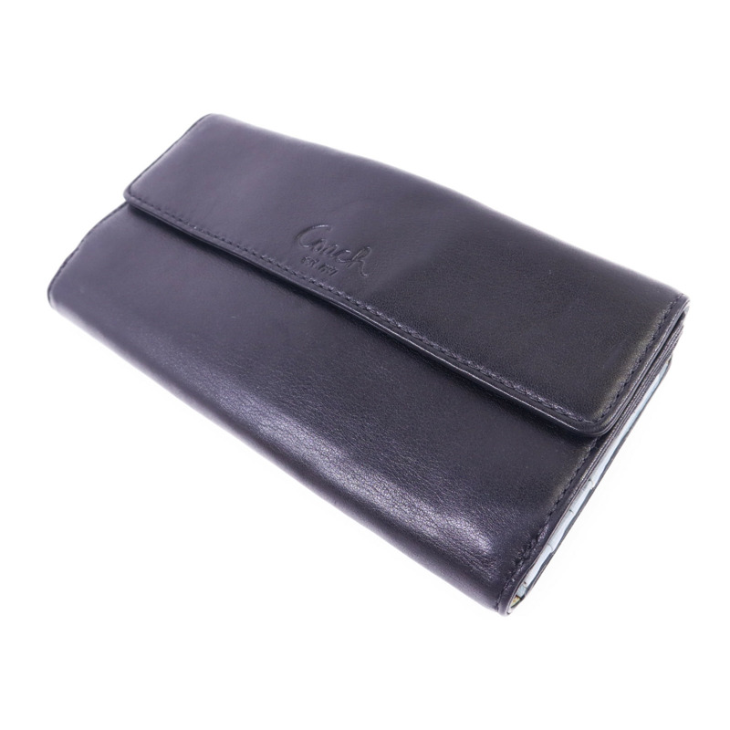 COACH 牛皮皮革Long Bifold Wallet銀扣長錢包-3