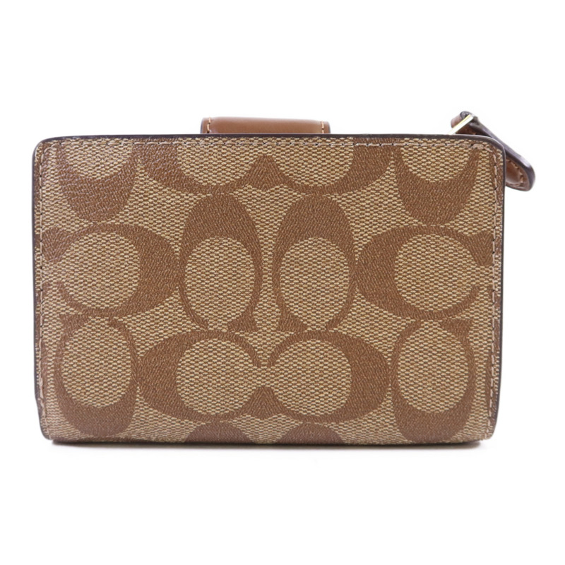 COACH 塗層帆布/牛皮皮革Wallet金扣錢包-1