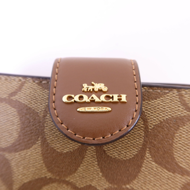 COACH 塗層帆布/牛皮皮革Wallet金扣錢包-6