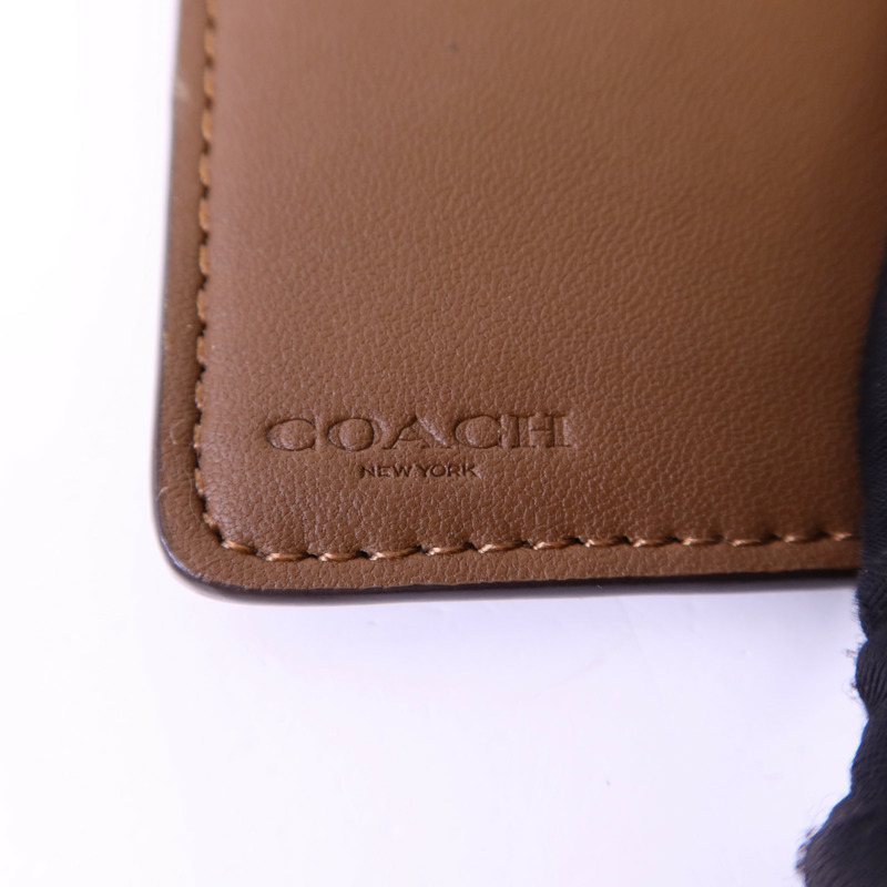 COACH 塗層帆布/牛皮皮革Wallet金扣錢包-7