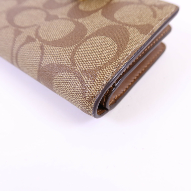 COACH 塗層帆布/牛皮皮革Wallet金扣錢包-9