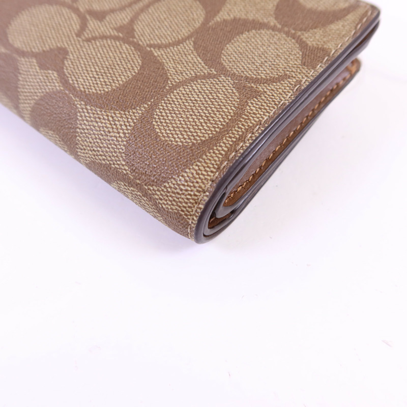 COACH 塗層帆布/牛皮皮革Wallet金扣錢包-11