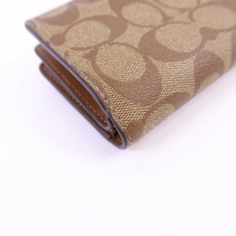 COACH 塗層帆布/牛皮皮革Wallet金扣錢包-12