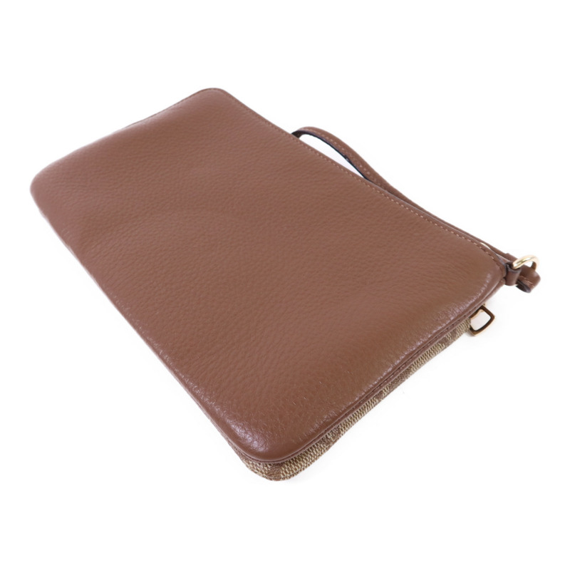COACH 塗層帆布/牛皮皮革Pouch金扣手拿包-3