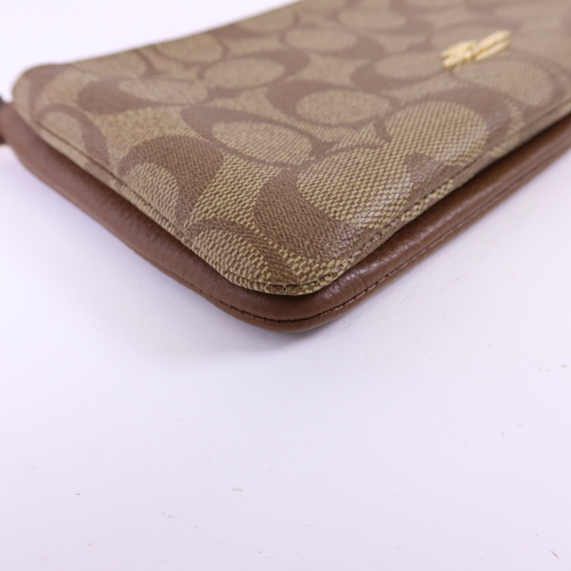 COACH 塗層帆布/牛皮皮革Pouch金扣手拿包-10