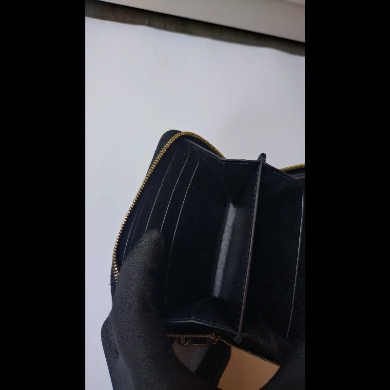 Celine 黑皮拉鍊短夾-13