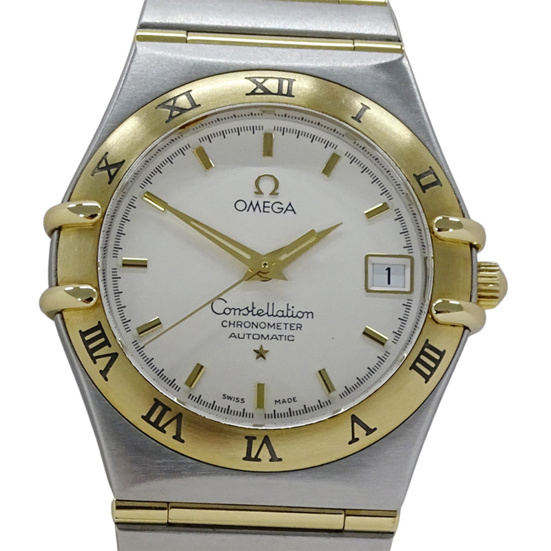 歐米茄星座系列 1202.30 男士腕錶，日期顯示，自動上鍊，不鏽鋼，黃金，全金條，拋光-1