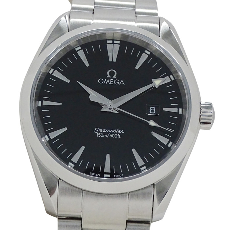 歐米茄海馬系列Aqua Terra 2517.50男士腕錶，日期顯示，石英機芯，QZ，不鏽鋼錶殼，銀色/黑色，拋光-1