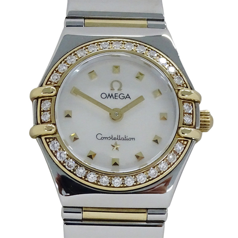 歐米茄星座系列迷你款 My Choice 1365.71 女士腕錶，貝殼鑽石英機芯，不鏽鋼、黃金和拋光黃-1