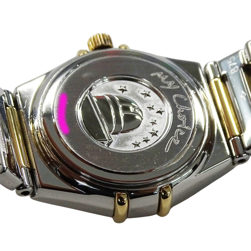 歐米茄星座系列迷你款 My Choice 1365.71 女士腕錶，貝殼鑽石英機芯，不鏽鋼、黃金和拋光黃-7