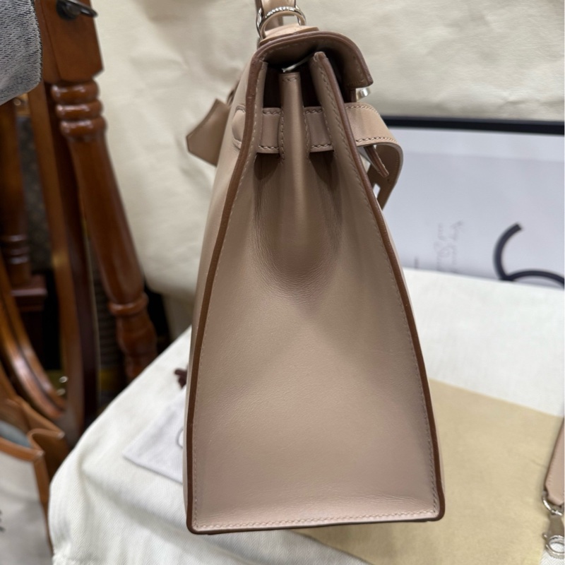 Hermes kelly28 菠萝扣 1f钻石灰 全套 t刻 闲置-18