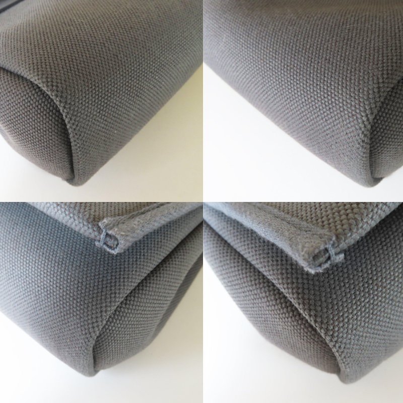 【巴黎站二手名牌專賣店】＊現貨＊HERMES 愛馬仕 真品＊K刻MINI HERBAG深灰帆布石板灰皮革銀釦斜背包-4