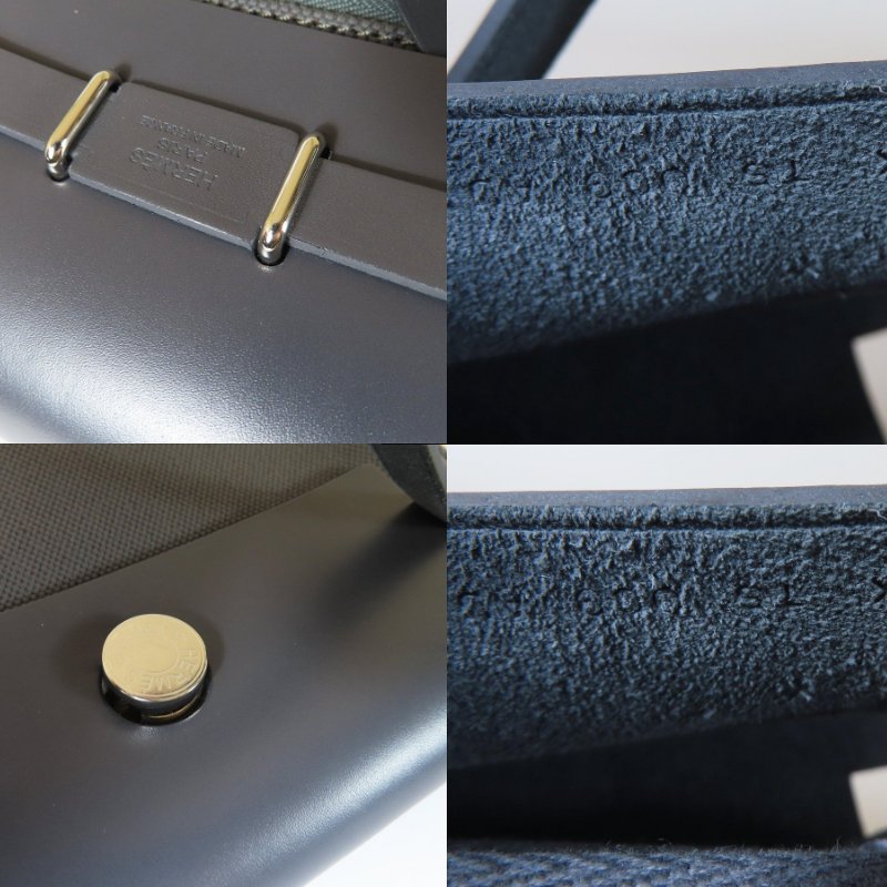 【巴黎站二手名牌專賣店】＊現貨＊HERMES 愛馬仕 真品＊K刻MINI HERBAG深灰帆布石板灰皮革銀釦斜背包-5