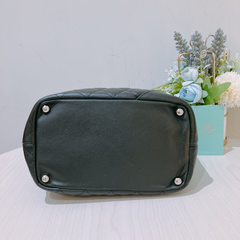 TK1949 香奈兒 復古 黑色內拼粉紅 Chanel Vintage Cambon Line Tote Bag Calfskin Black-4