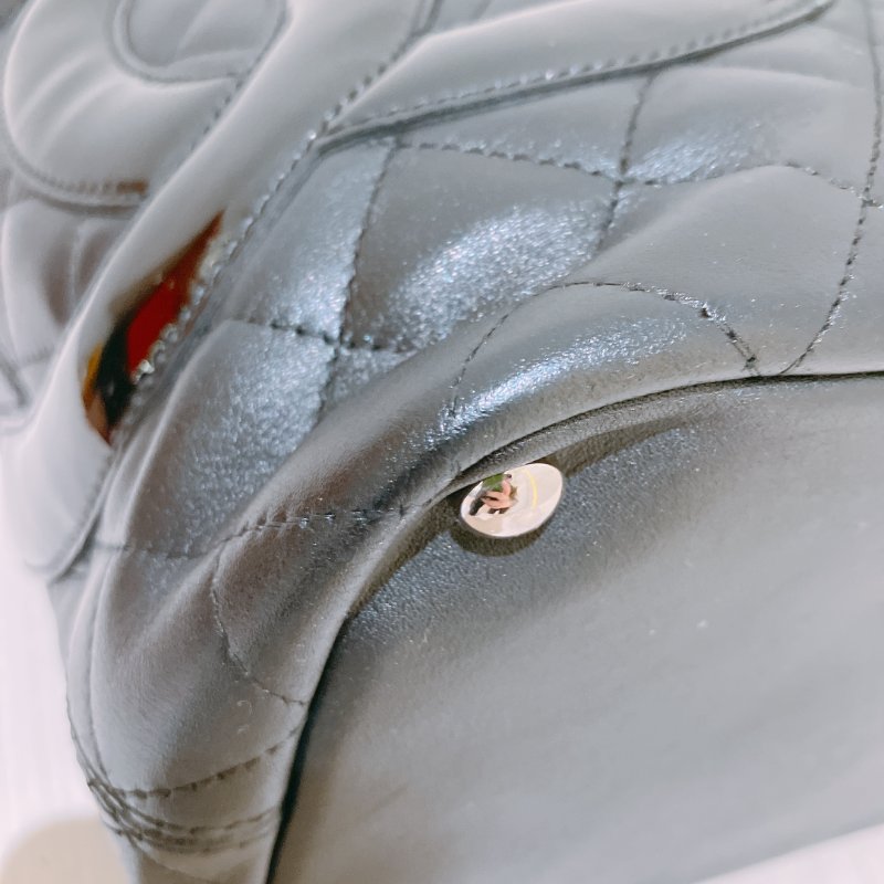 TK1949 香奈兒 復古 黑色內拼粉紅 Chanel Vintage Cambon Line Tote Bag Calfskin Black-5