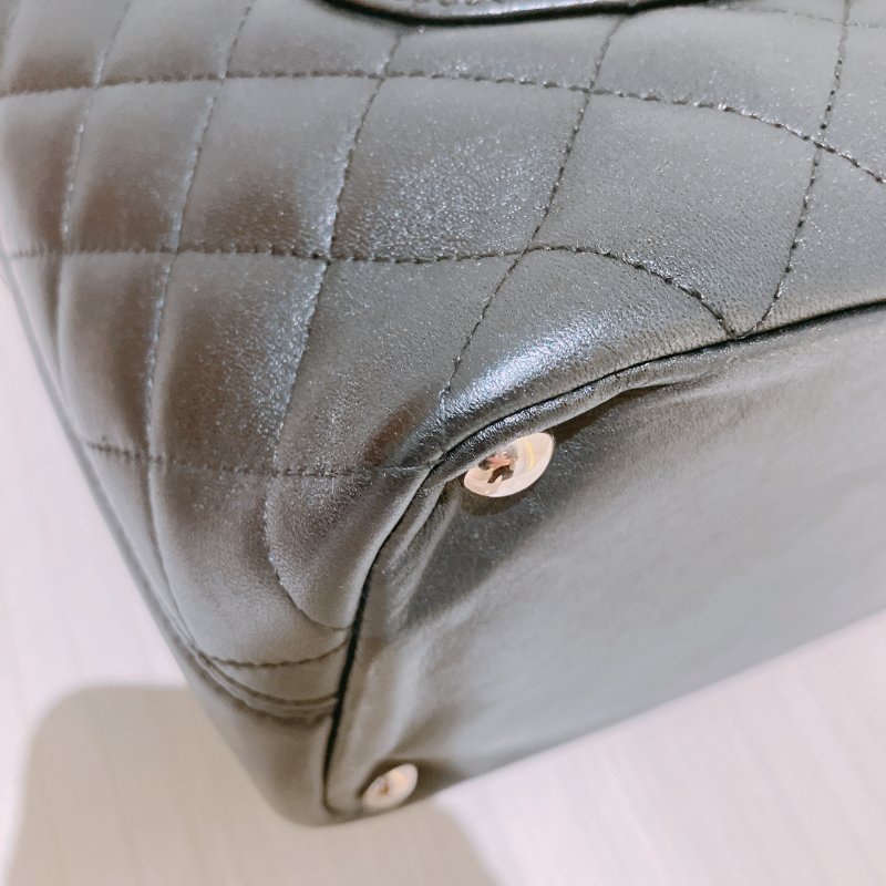 TK1949 香奈兒 復古 黑色內拼粉紅 Chanel Vintage Cambon Line Tote Bag Calfskin Black-8