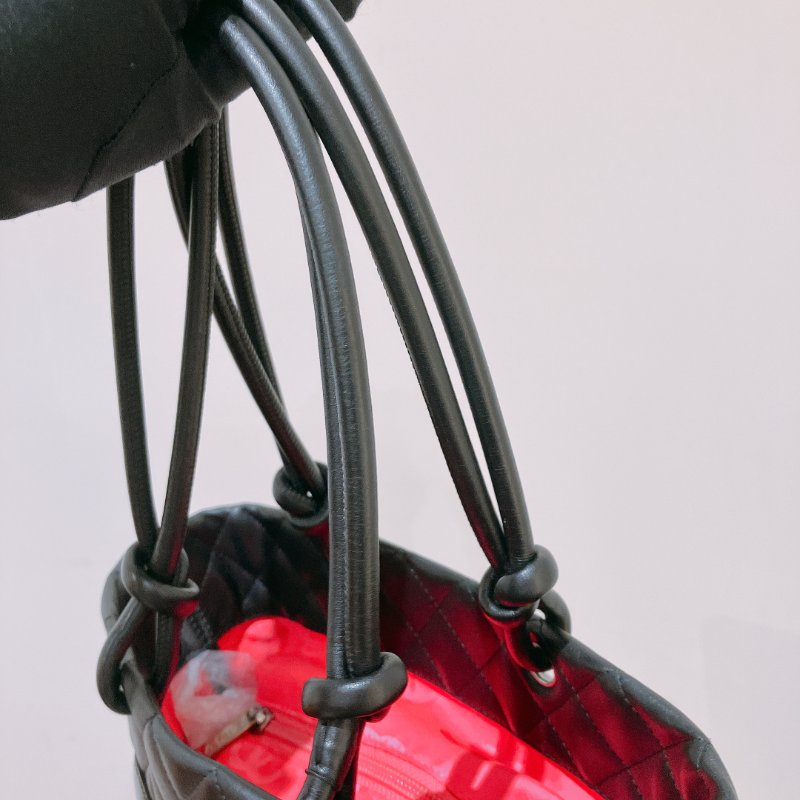 TK1949 香奈兒 復古 黑色內拼粉紅 Chanel Vintage Cambon Line Tote Bag Calfskin Black-17