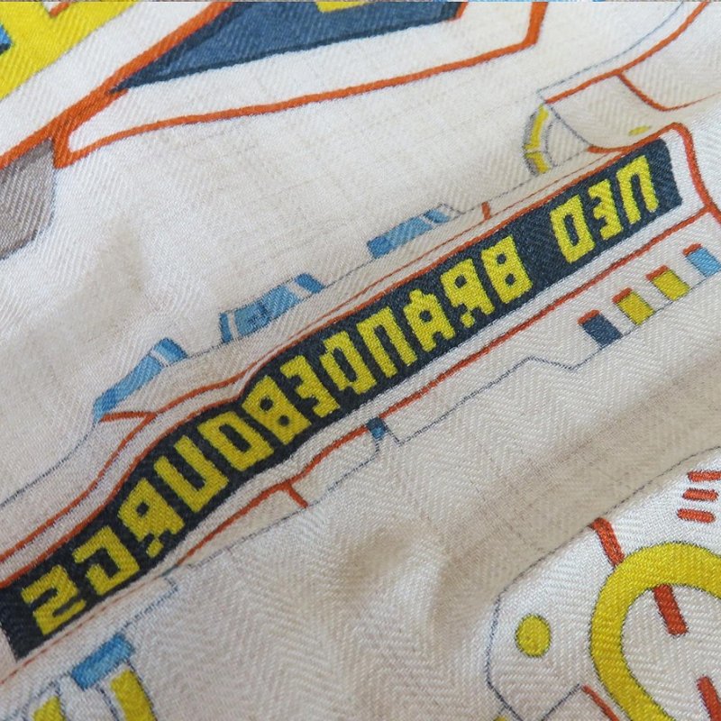 【巴黎站二手名牌專賣店】＊現貨＊HERMES 愛馬仕 真品＊Neo Brandebourgs藍白軍服圖案絲巾105X105方巾-4