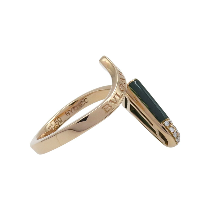 18K玫瑰金 孔雀石 鑽石 Gelati 戒指 50【BVLGARI 寶格麗】 AN858329-4